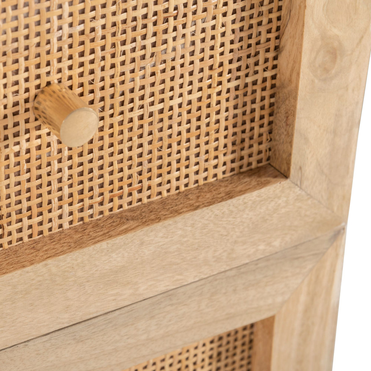 Olearia Storage Cabinet Buffet Chest of 3 Drawer Mango Wood Rattan Natural