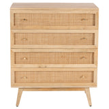 Olearia Storage Cabinet Buffet Chest of 4 Drawer Mango Wood Rattan Natural - Side View