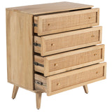 Olearia Storage Cabinet Buffet Chest of 4 Drawer Mango Wood Rattan Natural - Top-Down View