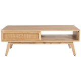 Olearia Coffee Table 120cm Solid Mango Timber Wood Rattan Furniture Natural - Side View