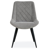 Helenium Dining Chair Set of 6 Fabric Seat with Metal Frame - Granite - Side View