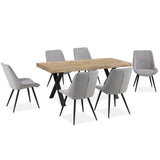 Helenium Dining Chair Set of 8 Fabric Seat with Metal Frame - Granite - Front View