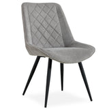 Helenium Dining Chair Set of 8 Fabric Seat with Metal Frame - Granite - Top-Down View
