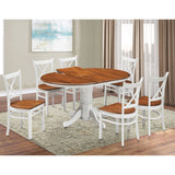 Lupin Dining Chair Set of 8 Crossback Solid Rubber Wood Furniture - White Oak - Front View