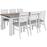 Plumeria Dining Table 190cm Solid Acacia Wood Home Dinner Furniture -White Brush - Side View