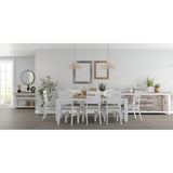 Plumeria Dining Table 225cm Solid Acacia Wood Home Dinner Furniture -White Brush - Front View