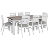 Plumeria Dining Table 225cm Solid Acacia Wood Home Dinner Furniture -White Brush - Side View