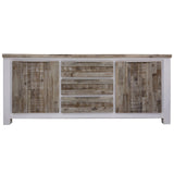 Plumeria Buffet Table 200cm 2 Door 3 Drawer Solid Acacia Timber - White Brush - Side View