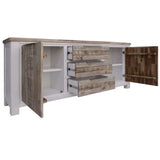 Plumeria Buffet Table 200cm 2 Door 3 Drawer Solid Acacia Timber - White Brush - Top-Down View