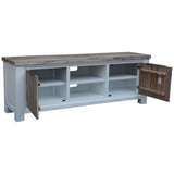 Plumeria ETU Entertainment TV Unit 176cm 2 Door Solid Acacia Timber -White Brush - Top-Down View
