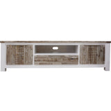 Plumeria ETU Entertainment TV Unit 210cm 2 Door Solid Acacia Timber -White Brush - Side View