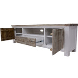 Plumeria ETU Entertainment TV Unit 210cm 2 Door Solid Acacia Timber -White Brush - Top-Down View