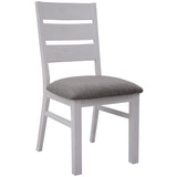 Plumeria 7pc Dining Set 190cm Table 6 Chair Solid Acacia Wood - White Brush - Close-Up Angle