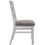 Plumeria 7pc Dining Set 190cm Table 6 Chair Solid Acacia Wood - White Brush - Low Angle