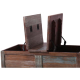 Gulmohar Coffee Table Antique Handcrafted Mango Wood Storage Trunk Chest Box - Rear View