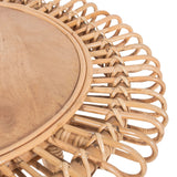 Holly 65cm Round Side Table Mango Wood Top Rattan Frame - Natural - 45-Degree Angle