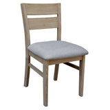 Tyler 2pc Set Dining Chair Fabric Seat Solid Acacia Timber Wood Brushed Smoke - Side View