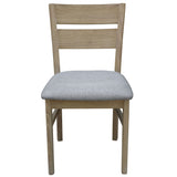 Tyler 6pc Set Dining Chair Fabric Seat Solid Acacia Timber Wood Brushed Smoke - Front View