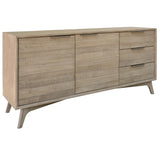 Tyler 166cm Buffet Table 2 Door 3 Drawer Solid Acacia Timber Brushed Smoke - Front View