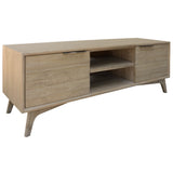 Tyler 166cm ETU Entertainment TV Unit 2 Door Solid Acacia Timber Brushed Smoke - Front View