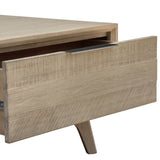 Tyler 130cm Coffee Table 2 Drawer Solid Acacia Timber Brushed Smoke - 45-Degree Angle
