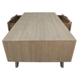 Tyler 130cm Coffee Table 2 Drawer Solid Acacia Timber Brushed Smoke - Rear View