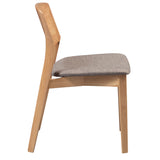 Emilio 2pc Set Dining Chair Fabric Seat Scandinavian Style Solid Ash Wood Oak - 45-Degree Angle