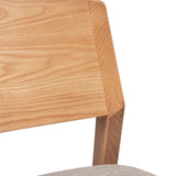 Emilio 2pc Set Dining Chair Fabric Seat Scandinavian Style Solid Ash Wood Oak - Close-Up Angle