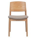 Emilio 4pc Set Dining Chair Fabric Seat Scandinavian Style Solid Ash Wood Oak - Side View