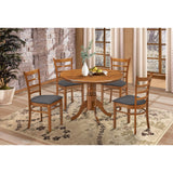Linaria Dining Chair Set of 4 Crossback Solid Rubber Wood Fabric Seat - Walnut - Front View