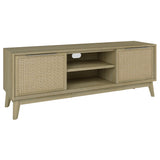 Grevillea ETU Entertainment TV Unit 164cm Solid Acacia Wood Rattan 2 Door -Brown - Top-Down View