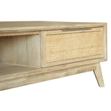 Grevillea Coffee Table 130cm Solid Acacia Timber Wood Rattan Furniture - Brown - Front View