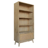 Grevillea Bookshelf Bookcase 4 Tier Drawers Solid Acacia Timber Wood - Brown - Side View