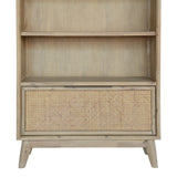 Grevillea Bookshelf Bookcase 4 Tier Drawers Solid Acacia Timber Wood - Brown - Rear View