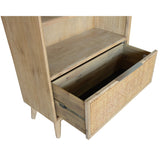 Grevillea Bookshelf Bookcase 4 Tier Drawers Solid Acacia Timber Wood - Brown - Close-Up Angle