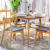 Oscar 5pc Dining Set 100cm Round Table 4 Chair Fabric Seat Scandinavian Style - Front View