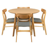 Oscar 5pc Dining Set 100cm Round Table 4 Chair Fabric Seat Scandinavian Style - Side View