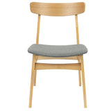 Oscar 5pc Dining Set 100cm Round Table 4 Chair Fabric Seat Scandinavian Style - Rear View
