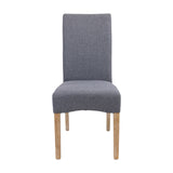 Jackson Dining Chair Set of 2 Fabric Seat Solid Pine Wood Furniture - Grey - 45-Degree Angle