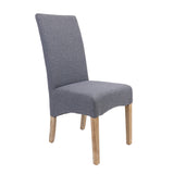 Jackson Dining Chair Set of 6 Fabric Seat Solid Pine Wood Furniture - Grey - Side View