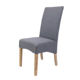 Jackson Dining Chair Set of 6 Fabric Seat Solid Pine Wood Furniture - Grey - Top-Down View