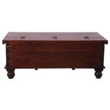 Konark Coffee Table Antique Handcrafted Solid Mango Wood Storage Trunk Chest Box - 45-Degree Angle