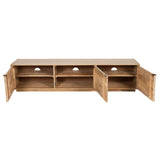 Cyrus ETU Entertainment TV Unit 200cm 3 Door Solid Mango Wood - Natural - Side View