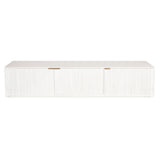 Cyrus ETU Entertainment TV Unit 200cm 3 Door Solid Mango Wood - White - Front View