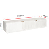 Cyrus ETU Entertainment TV Unit 200cm 3 Door Solid Mango Wood - White - Side View