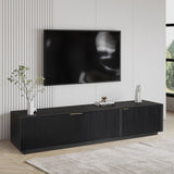 Cyrus ETU Entertainment TV Unit 200cm 3 Door Solid Mango Wood - Black - Front View