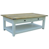 Lavasa Coffee Table 130cm 4 Drawers Solid Mango Wood Modern Farmhouse Furniture - Side View