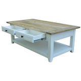 Lavasa Coffee Table 130cm 4 Drawers Solid Mango Wood Modern Farmhouse Furniture - Top-Down View