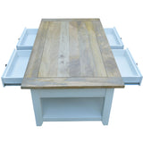 Lavasa Coffee Table 130cm 4 Drawers Solid Mango Wood Modern Farmhouse Furniture - 45-Degree Angle