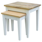 Lavasa 2pc Nesting Side Sofa End Lamp Table Solid Mango Wood Farmhouse Furniture - Front View